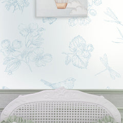 Papel Toile Borboleta Azul Náutico  ( Faixa 1.70 H )