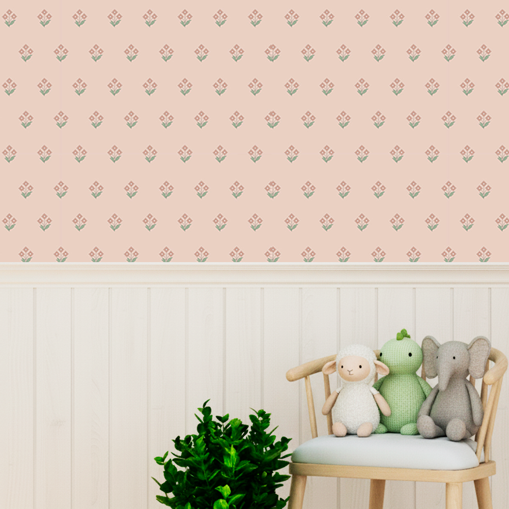 Papel Floral Rosa Clair ( Faixa 2.80 H )