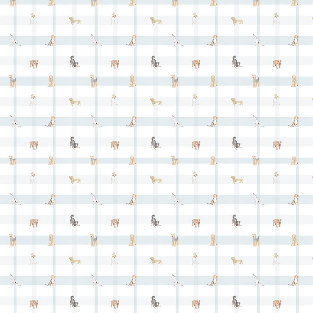 Papel Xadez Dog Azul ( Faixa 1.70 H )