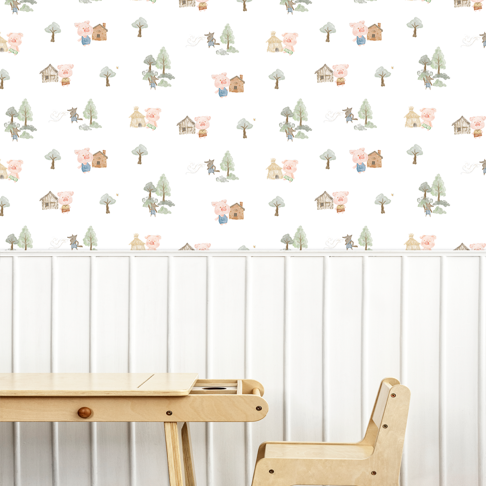 Papel Listras Tres Porquinho ( Faixa 1.70 H )