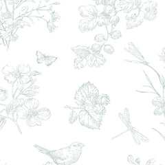 Papel Toile Borboletas Verde Celadon ( Faixa 1.70 H )