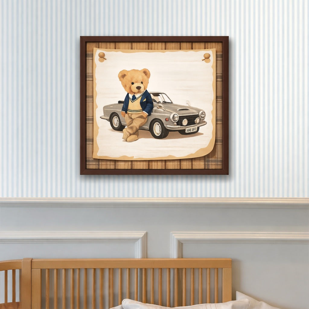 Quadro Urso No Carro Com Luz