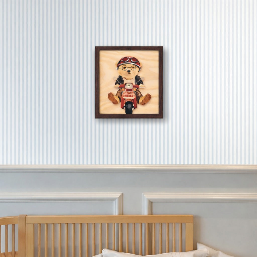 Quadro Urso Com Mobilete Com Luz