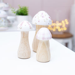 Enfeite De Prateleira - Kit Cogumelos Floral 3 Pçs