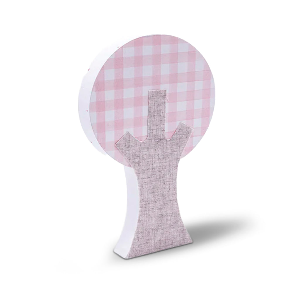 Enfeite De Prateleira Árvore Vichy Rosa