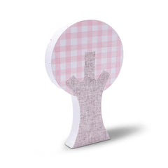 Enfeite De Prateleira Árvore Vichy Rosa
