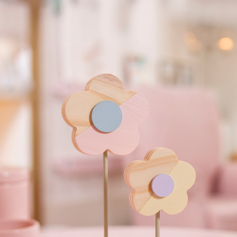Enfeite De Prateleira Kit Flor Cabinho (2Pçs)