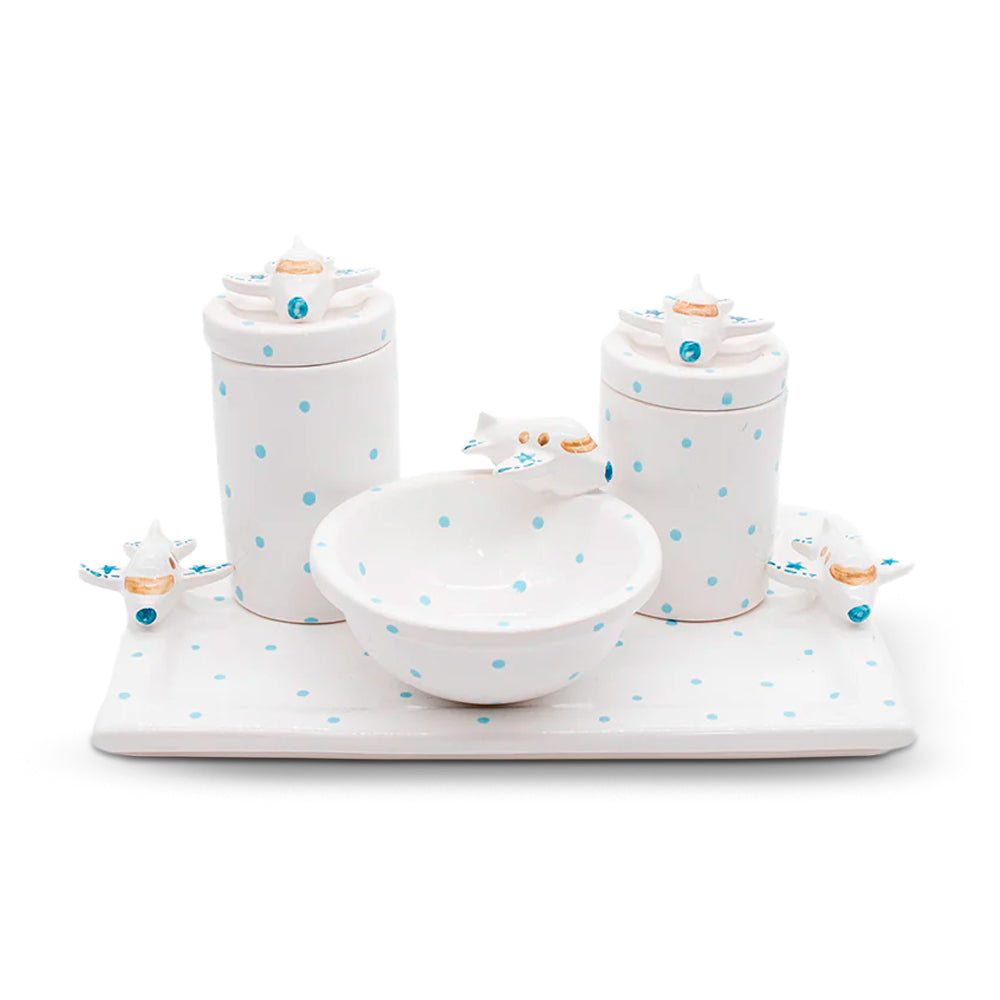 Kit Higiene Aviãozinho Azul 4 pçs
