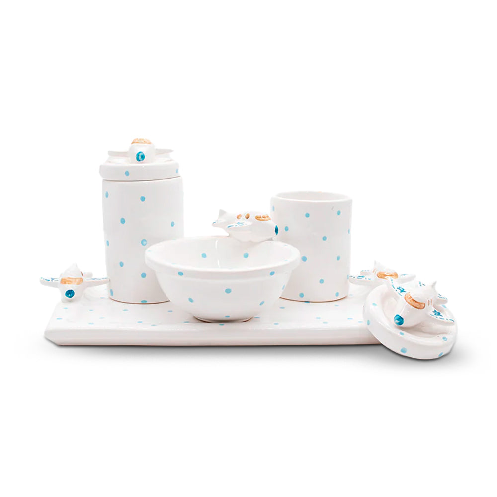 Kit Higiene Aviãozinho Azul 4 pçs