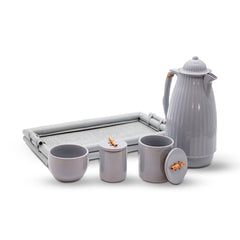 Kit Higiene Bambu Cinza com Garrafa 5 pçs