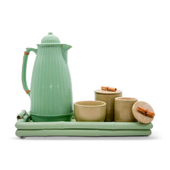 Kit Higiene Bambu Verde Com Garrafa 5 pçs