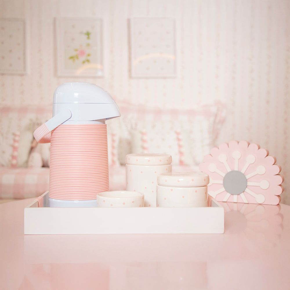 Kit Higiene Básico 1/2 Lua Poa Rosa bebê 5 pçs