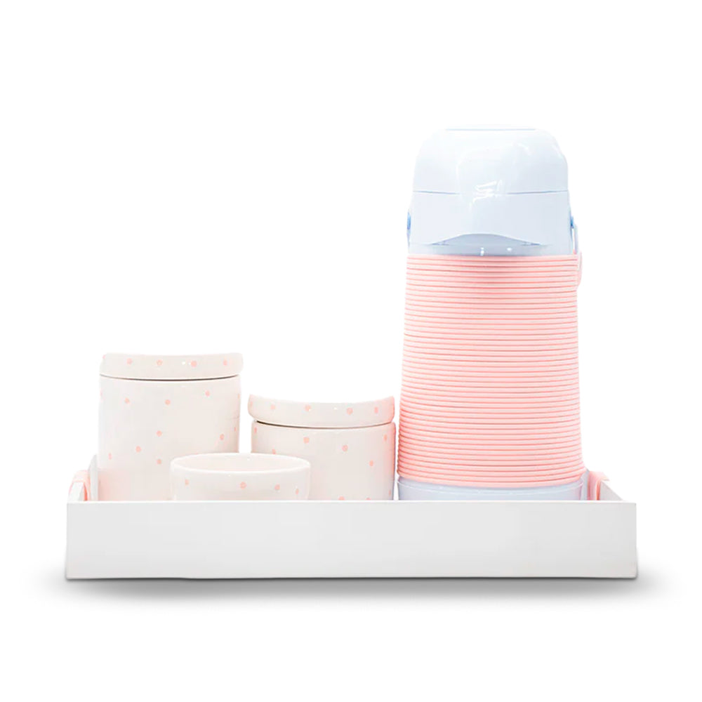 Kit Higiene Básico 1/2 Lua Poa Rosa bebê 5 pçs