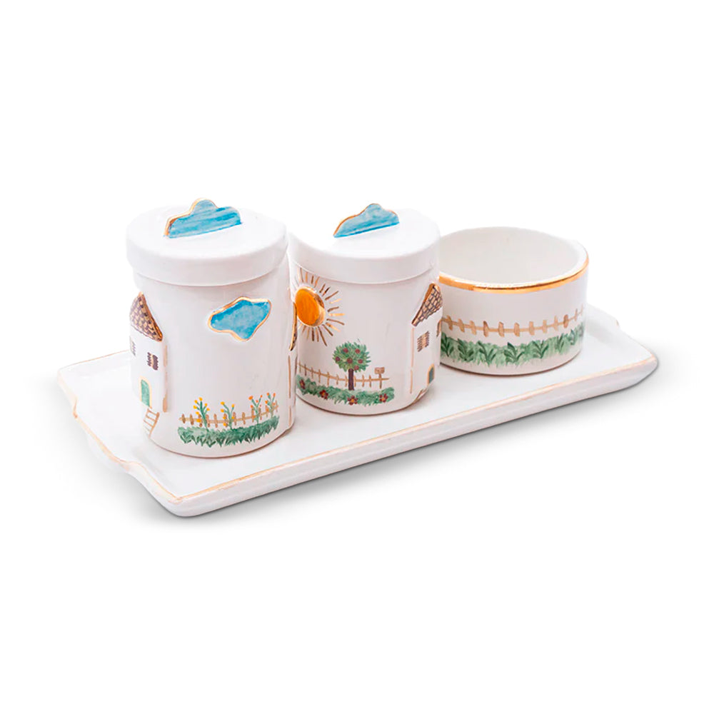 Kit Higiene Casinha C/ Ouro 4 pçs