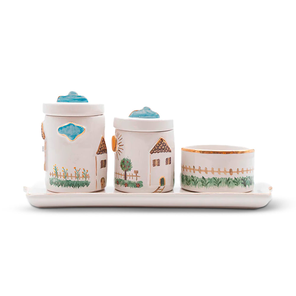 Kit Higiene Casinha C/ Ouro 4 pçs