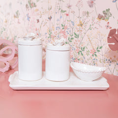 Kit Higiene Flores Branco Provençal 4 pçs