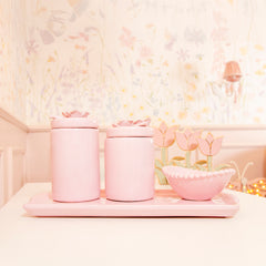Kit Higiene Flores Rosa bebê 4 pçs
