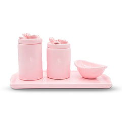 Kit Higiene Flores Rosa bebê 4 pçs