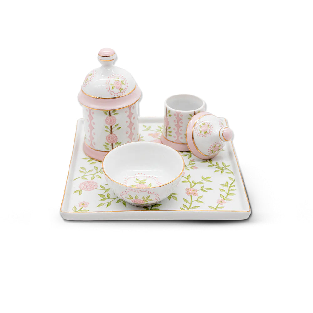 Kit Higiene Rose Garden - Coleção Monise Rosa 4 pçs