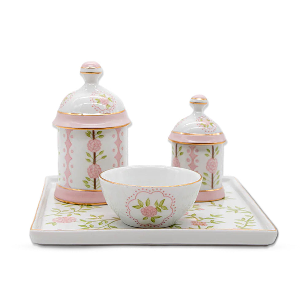 Kit Higiene Rose Garden - Coleção Monise Rosa 4 pçs