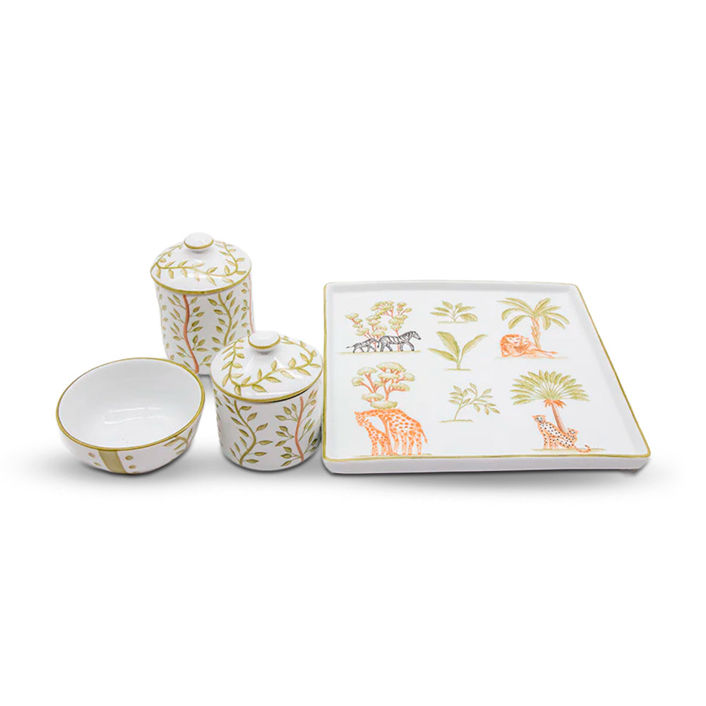 Kit Higiene Selva Porcelana - Coleção Safari 4 pçs