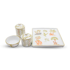 Kit Higiene Selva Porcelana - Coleção Safari 4 pçs