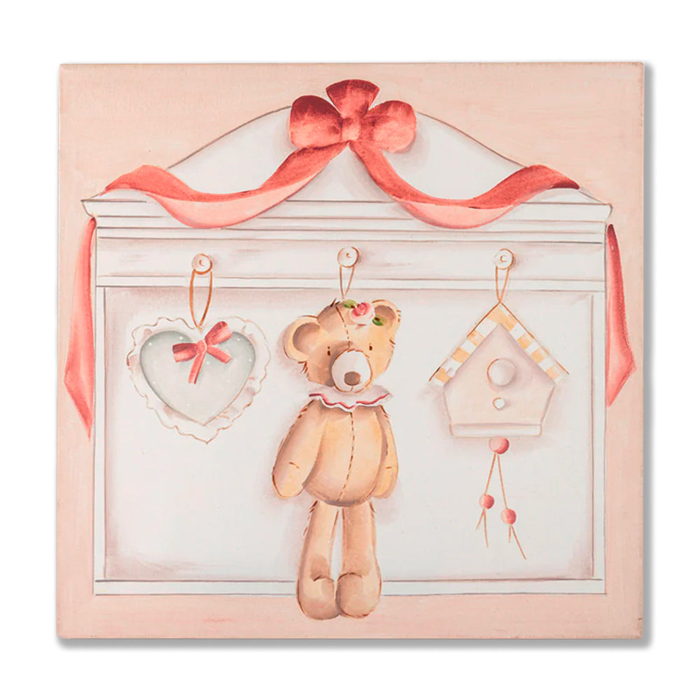 Quadro Cabide Laço Rosa