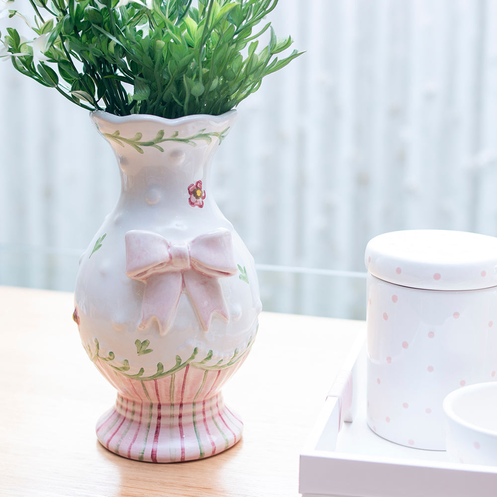 Vaso Laço Poa Rosa