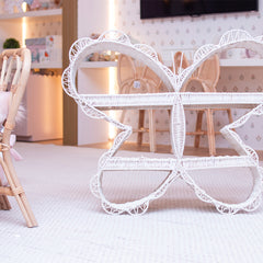 Nicho De Borboleta Branco De Rattan
