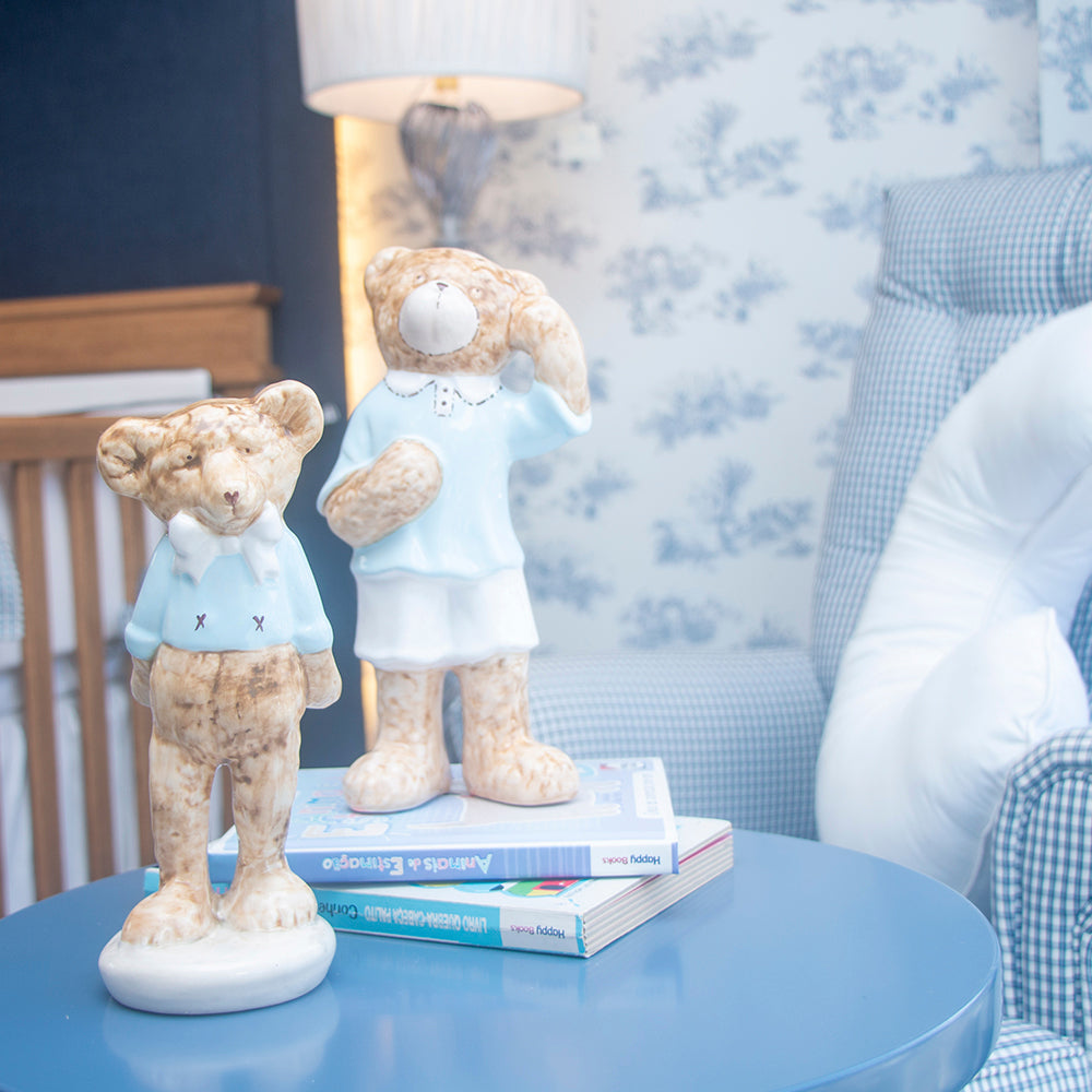 Urso Einstein Porccelana Azul