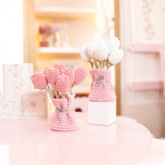 Vaso Crochê Tulipas Rosa