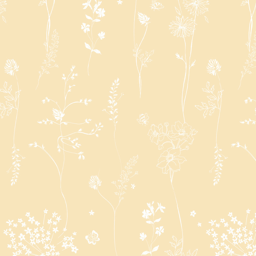 Papel Chuva De Flores Amarelo  ( Faixa 1.70 H )