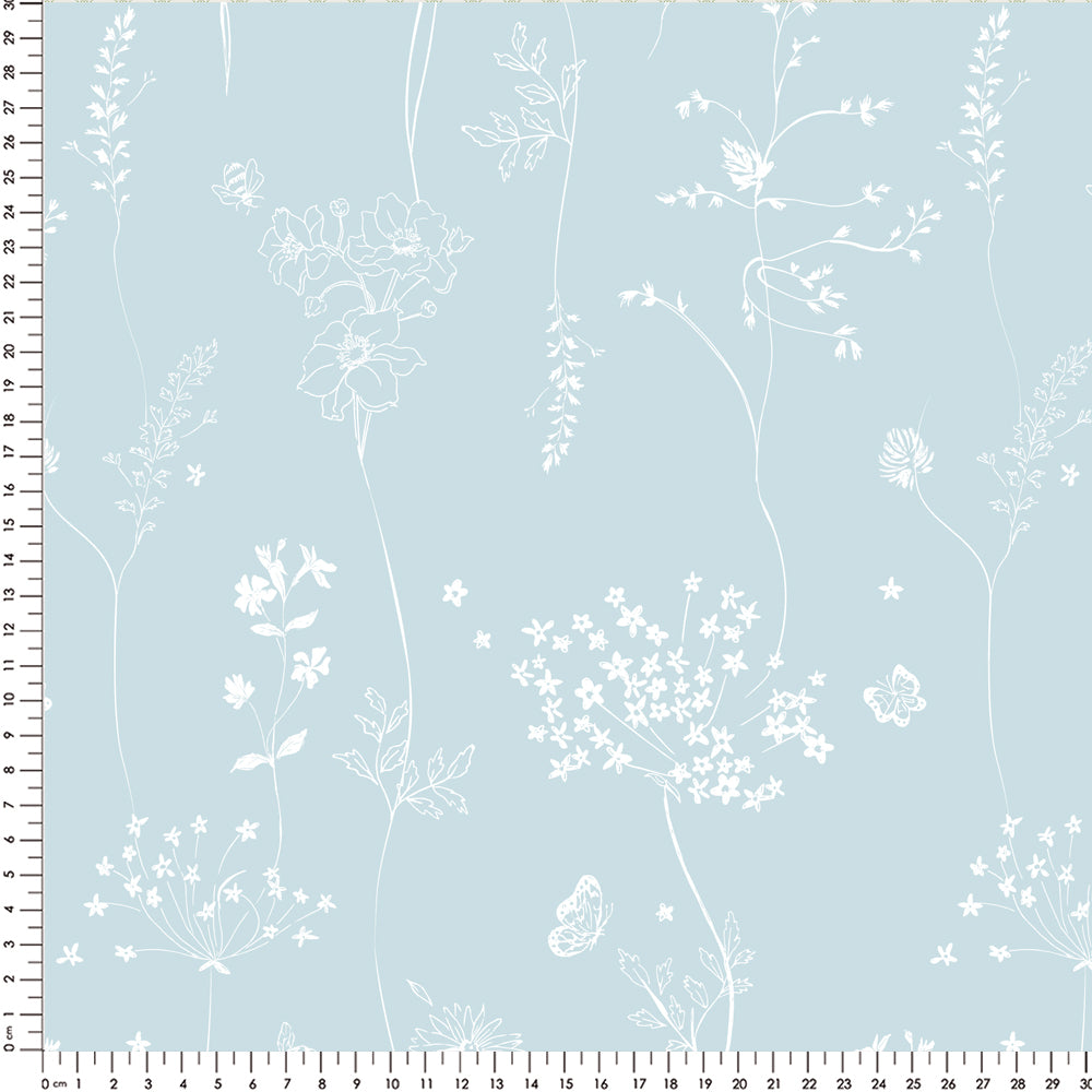 Papel Chuva De Flores Azul Quartz ( Faixa 1.70 H )