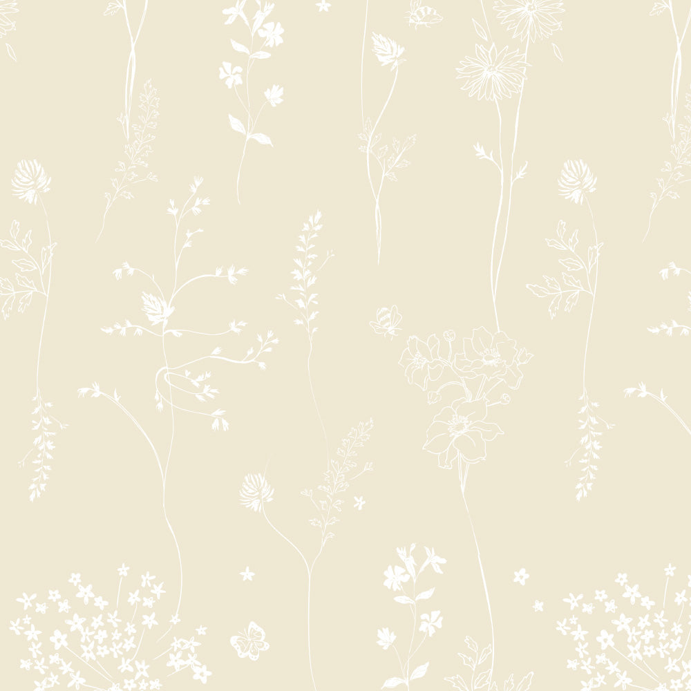 Papel Chuva De Flores Bege  ( Faixa 1.70 H )