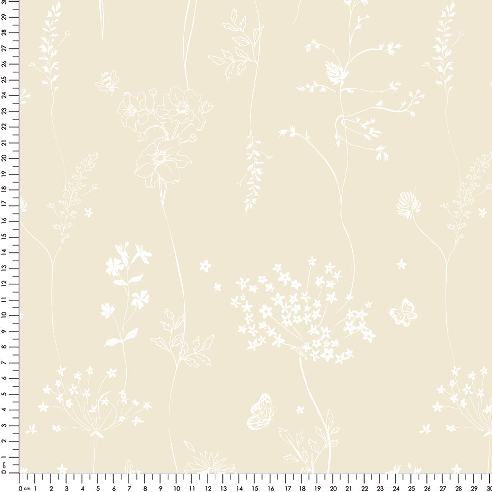 Papel Chuva De Flores Bege  ( Faixa 1.70 H )