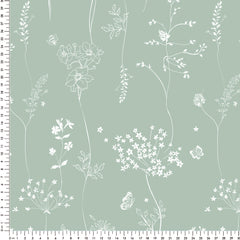 Papel Chuva De Flores Verde Celadon ( Faixa 2.80 H )