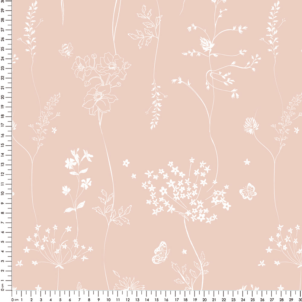 Papel Chuva De Flores Rosa Quartz ( Faixa 1.70 H )