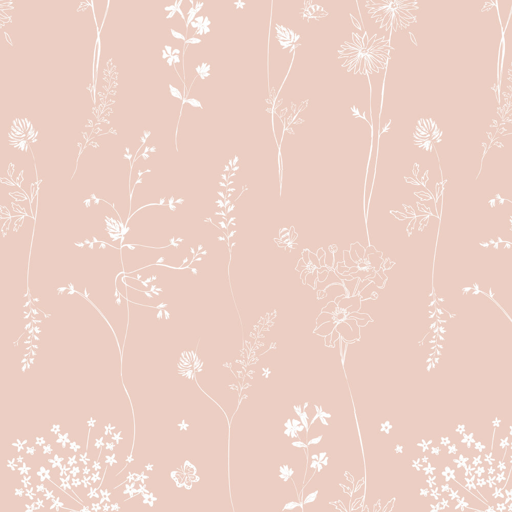 Papel Chuva De Flores Rosa Quartz ( Faixa 3.40 H )