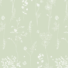 Papel Chuva De Flores Verde Floresta ( Faixa 1.70 H )