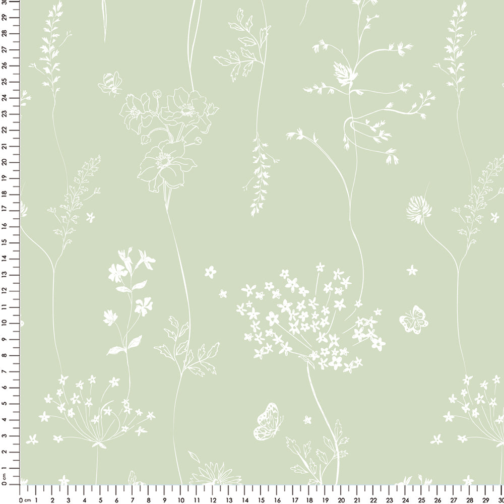 Papel Chuva De Flores Verde Floresta ( Faixa 1.70 H )