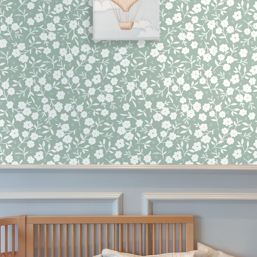 Papel Liberty  Maxi Verde Celadon  ( Faixa 3.40 H )