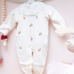 Macacao Bordado Flores Off White (P)