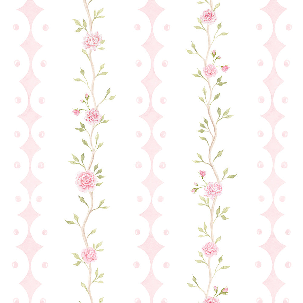 Papel Rose Garden Listras Rosa ( Faixa 3.40 H )