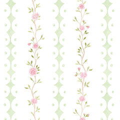 Papel Rose Garden Listras Verde ( Faixa 1.70 H )