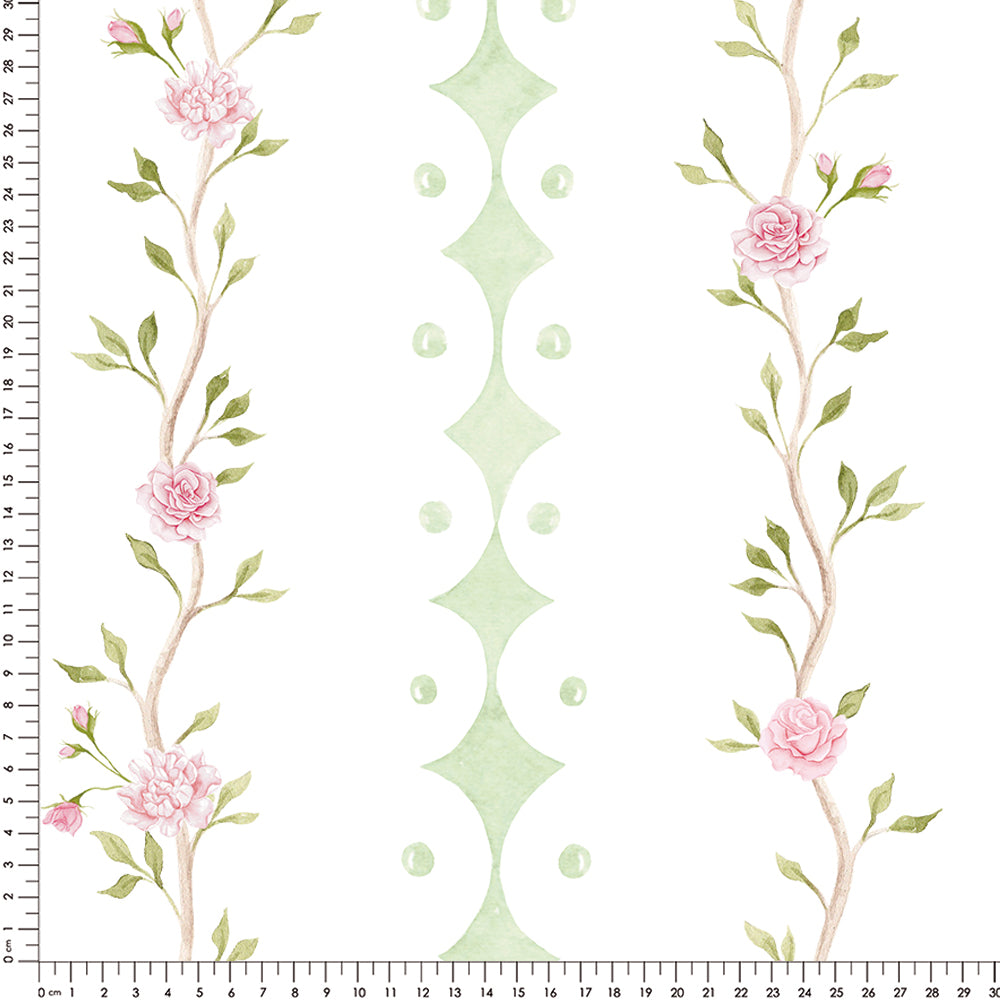 Papel Rose Garden Listras Verde ( Faixa 1.70 H )