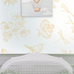 Papel Toile Borboleta Amarelo  ( Faixa 2.80 H )