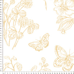 Papel Toile Borboleta Amarelo  ( Faixa 2.80 H )