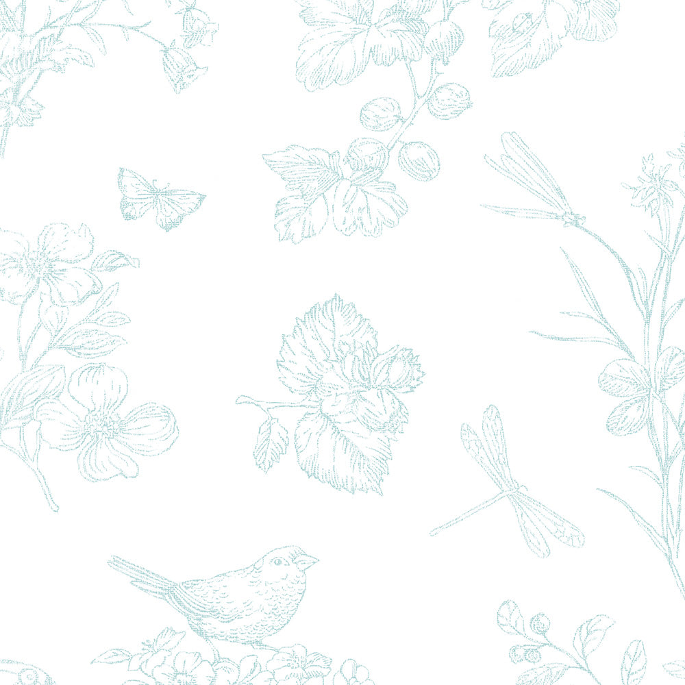 Papel Toile Borboletas Azul Náutico  ( Faixa 3.40 H )