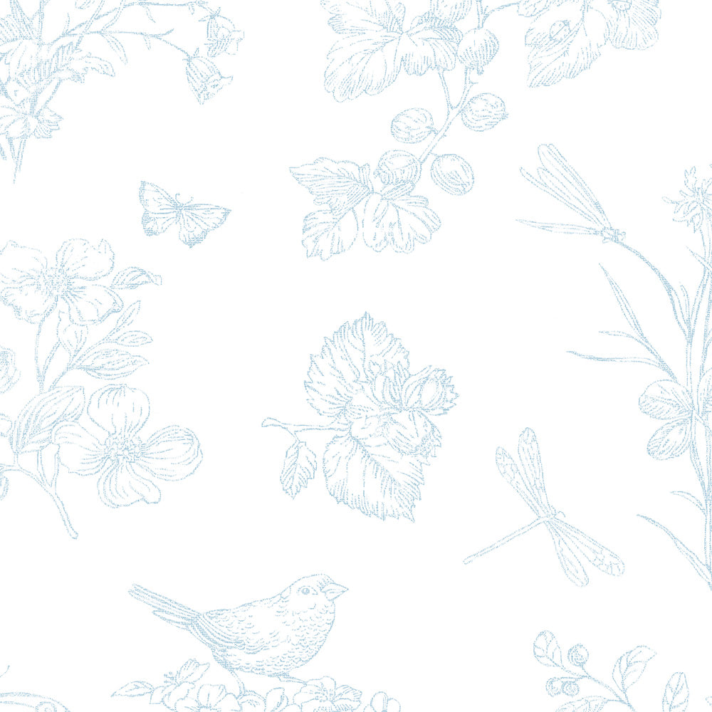 Papel Toile Borboletas Azul Quartz ( Faixa 1.70 H )