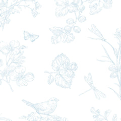 Papel Toile Borboletas Azul Quartz ( Faixa 1.70 H )